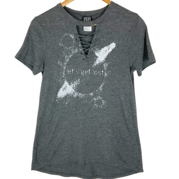 Modern Lux Women’s Let’s Get Lost Graphic Retro 90’s Lace Up Crewneck T-Shirt - Picture 3 of 16